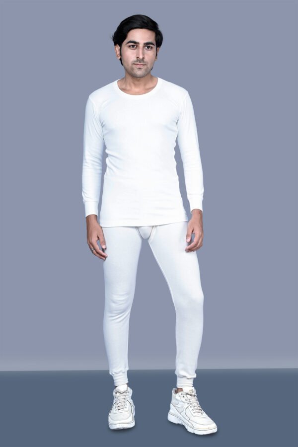 Kothari UBER Men's Thermal Off White Colour Striped Round Neck Full Sleeves Anti Bacterial Low Neck Thermal Top - Image 6