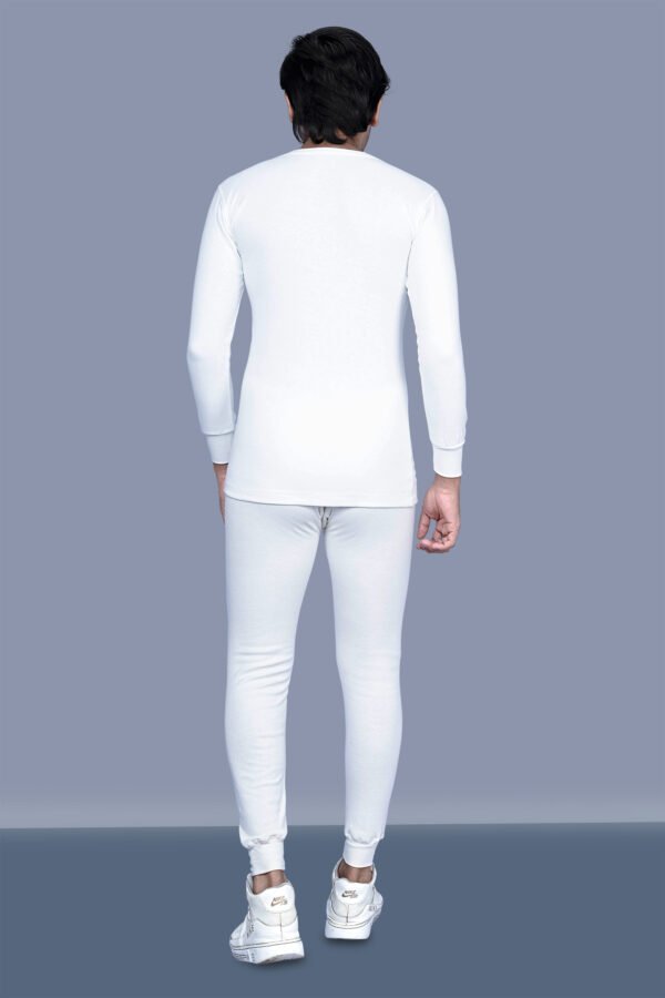 Kothari UBER Men's Thermal Off White Colour Striped Round Neck Full Sleeves Anti Bacterial Low Neck Thermal Top - Image 3