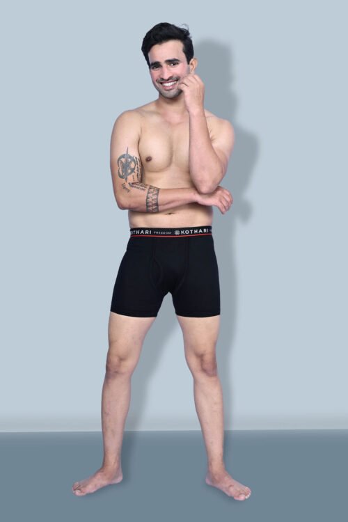 Freedom Men’s Solid Colour Outer Elastic Drawers – 100% Combed Cotton – Antibacterial, Colour-Fresh, Moisture-Wicking