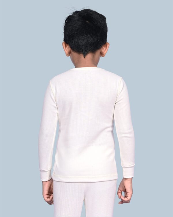 KOTHARI UBER KOOKIES UNISEX KIDS (BOYS & GIRLS) THERMAL OFF WHITE COLOUR STRIPED ROUND NECK FULL SLEEVES ANTI BACTERIAL LOW NECK THERMAL TOP - Image 7