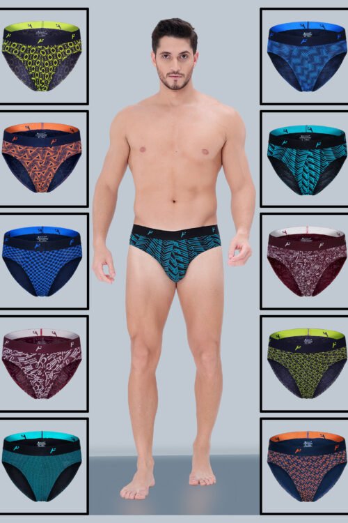 Freedom Men’s Premium Printed Briefs with no-marks waistband, anti-bacterial finish & soft high-stretch fabric for all-day comfort & style.