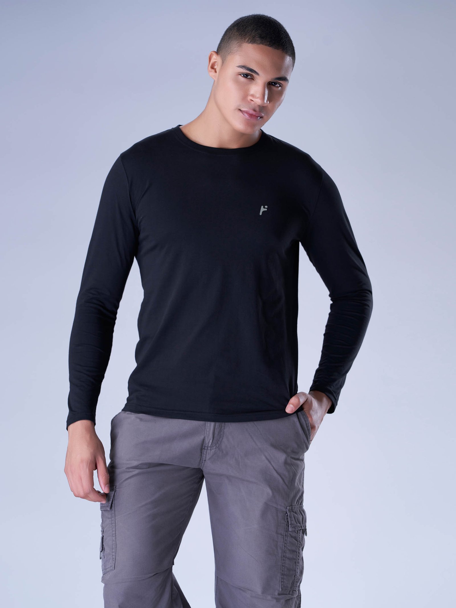 Freedom Men’s Cotton Rich Full Sleeve T-Shirt | Regular Fit | Round Neck | Solid Casual Wear | Soft & Breathable Fabric