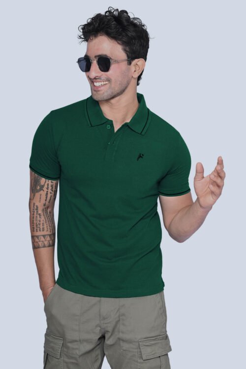 Freedom Men’s Tipping Collar Polo Neck T-Shirt | Cotton Rich Casual Half Sleeve Polo Tee for Men